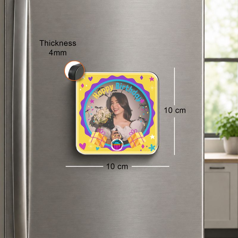 Personalized Happy Birthday Musical Fridge Magnet with Music Speaker Birthday Gift for Girlfriend, Wife, Sister & Friends Rechargeable Sound Speaker, Birthday Return Gift Idea